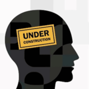 Construction Wellbeing | A picture of a head with a stamp saying 'under construction'