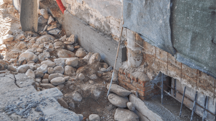 Underpinning Solutions | A close-up of a house that is being underpinned