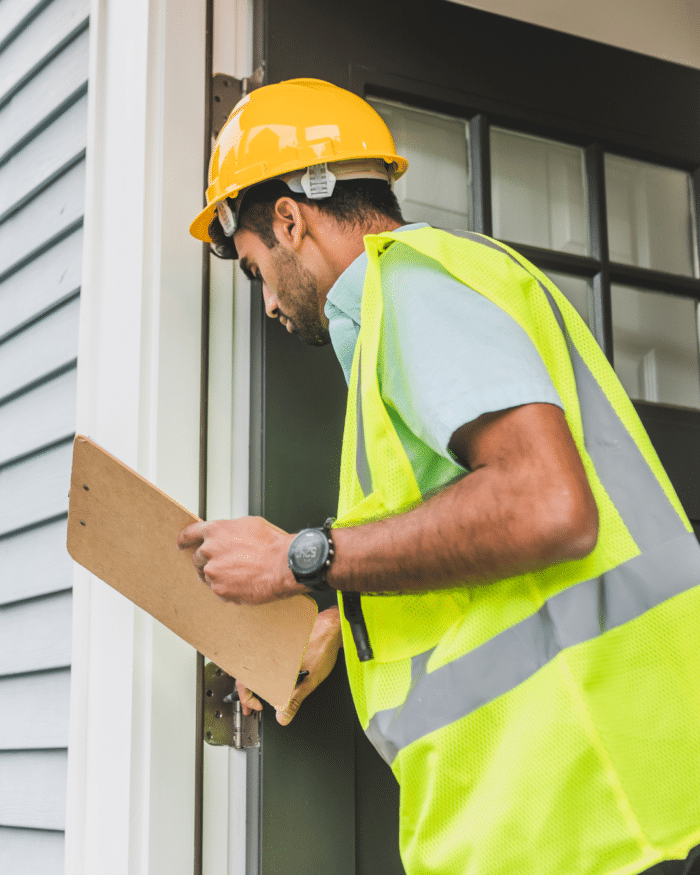 Building survey | A construction worker carrying out a building survey.